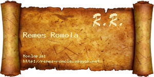 Remes Romola névjegykártya